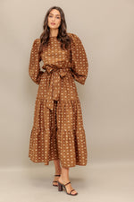 CINNAMON WALTZ WOVEN MIDI DRESS