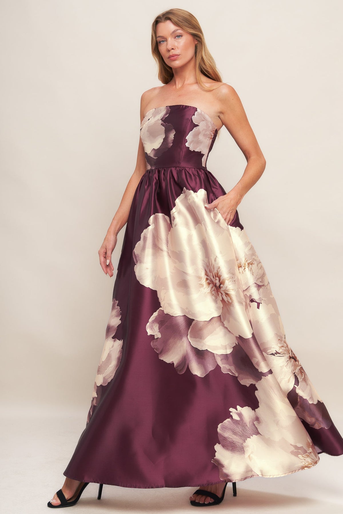 LUXE PEONY WOVEN MAXI DRESS