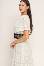 PETITE LUNE WOVEN LACE MIDI DRESS
