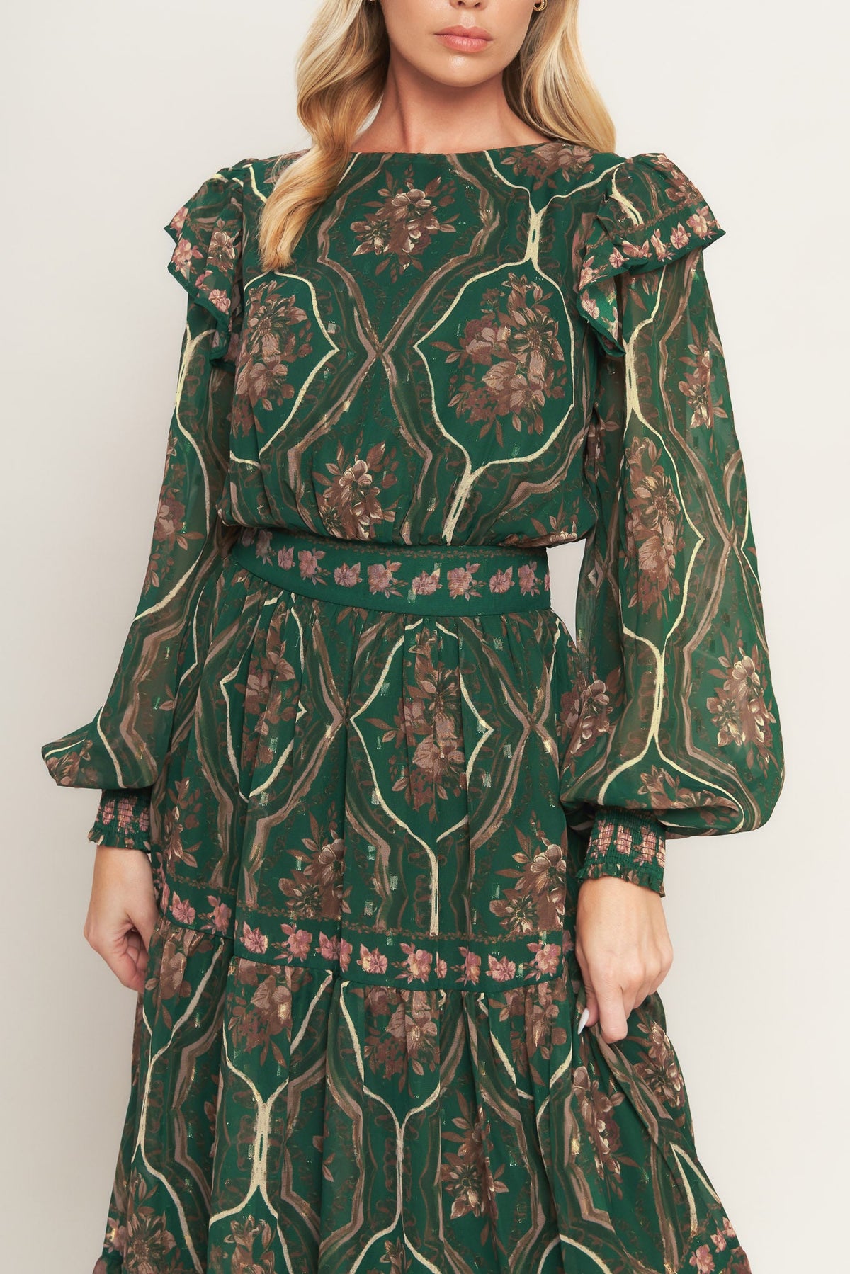 GARDEN LABYRINTH WOVEN MIDI DRESS