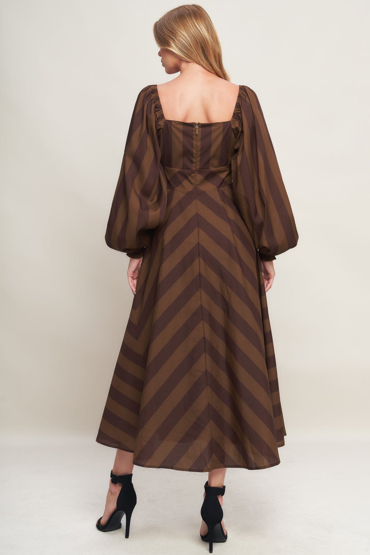 BROWN GODDESS FLOW WOVEN MIDI DRESS