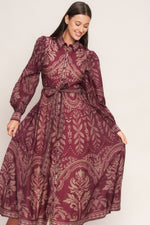 VINTAGE TAPESTRY WOVEN MIDI DRESS