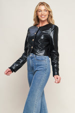 AT THE START FAUX LEATHER BOLERO JACKET