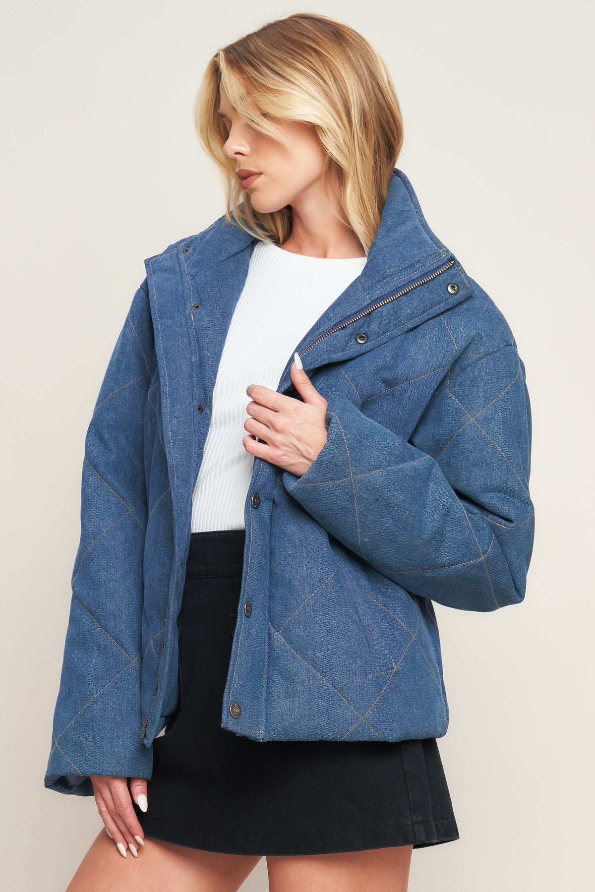 FOR GOOD QUILTED DENIM JACKET
