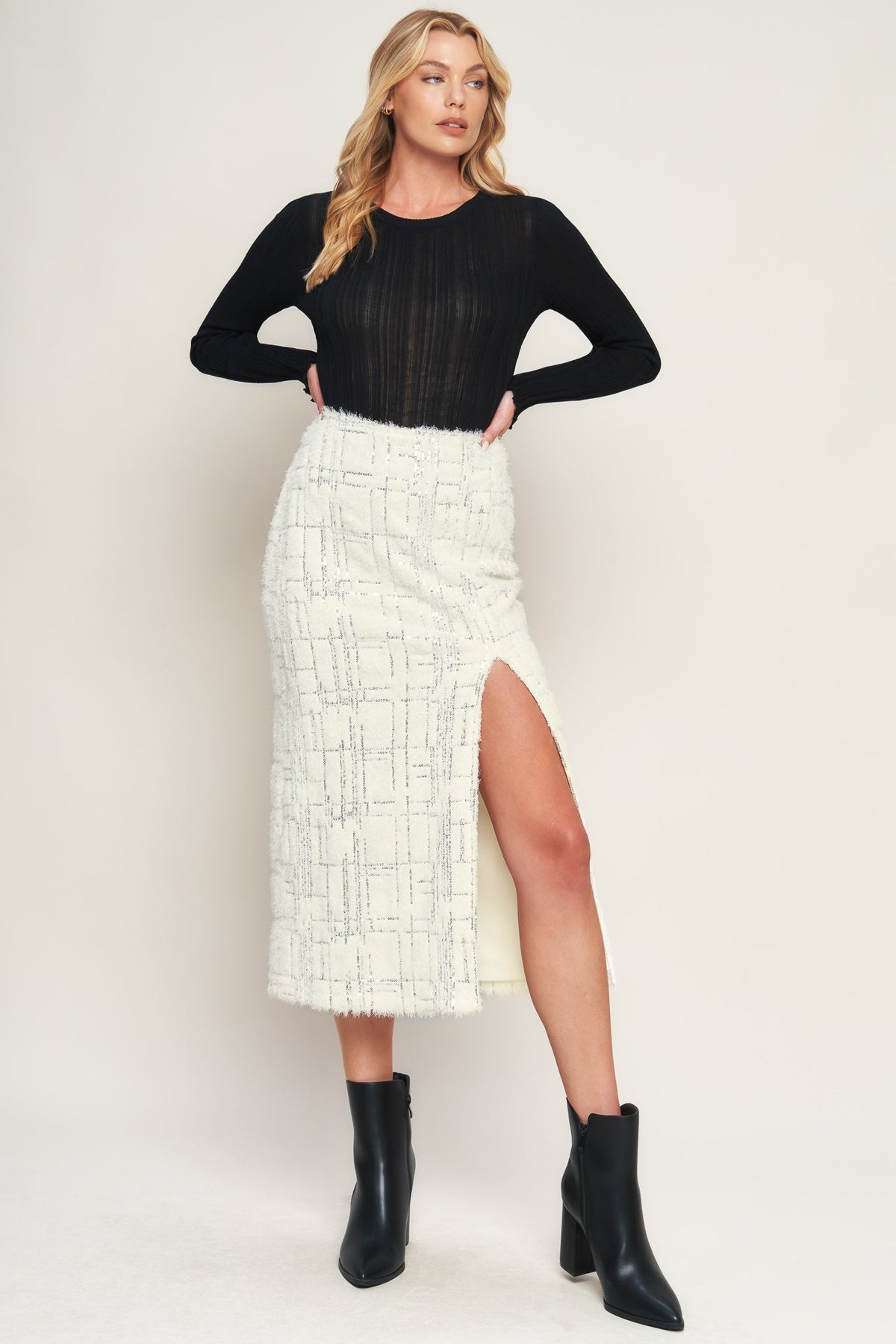 MADE YOU MY WORLD WOVEN MIDI SKIRT