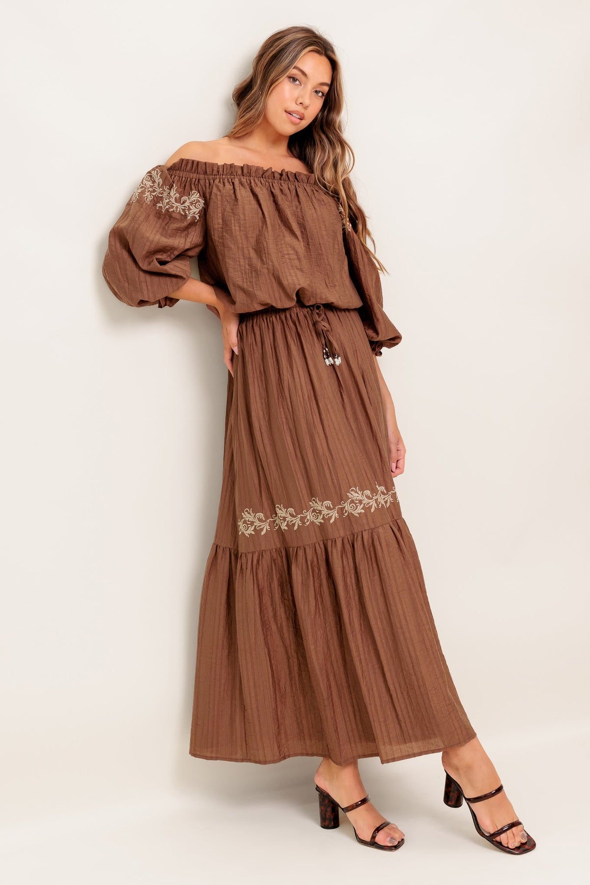 FULL SPEED AHEAD BROWN WOVEN MAXI SKIRT