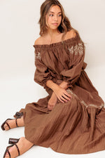 FULL SPEED AHEAD BROWN WOVEN MAXI SKIRT