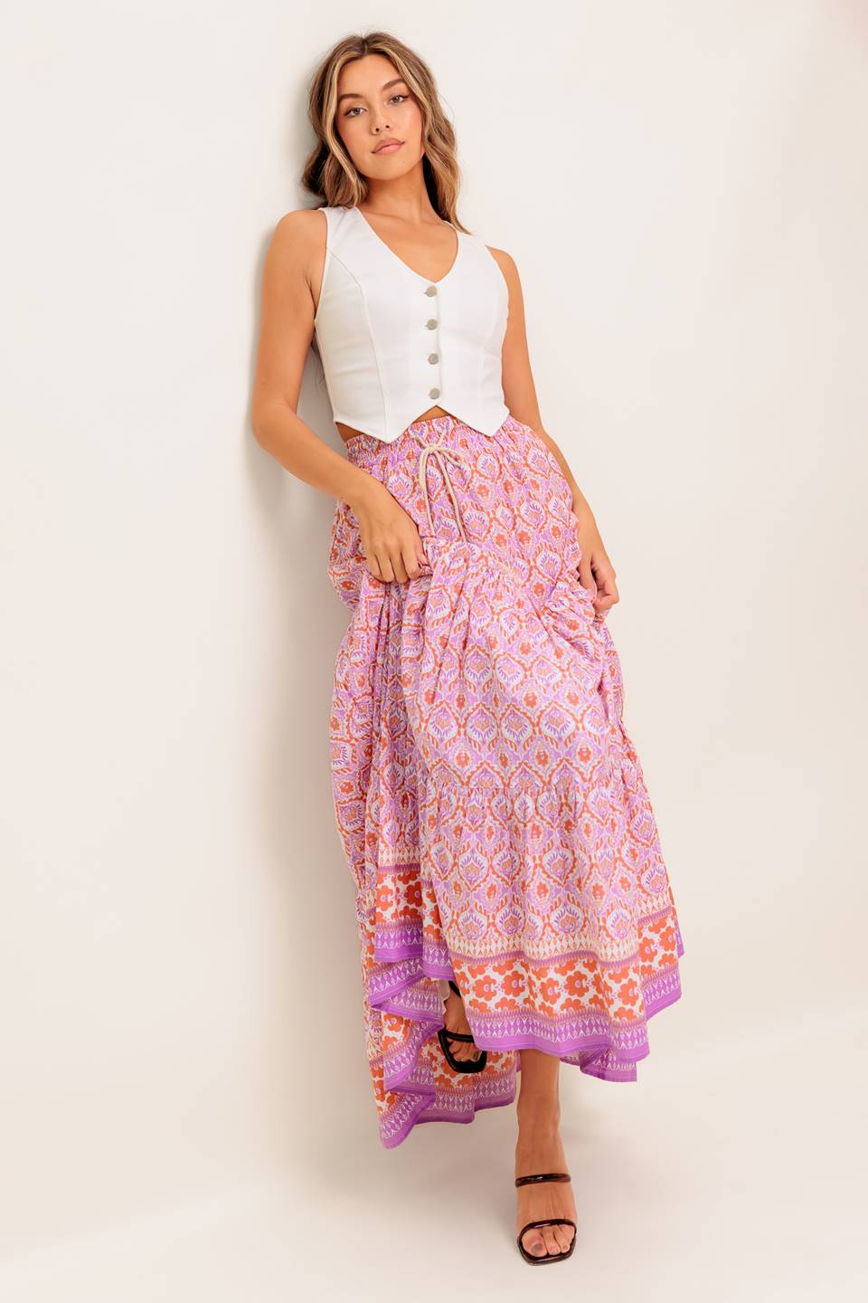 WHISPERING LAVENDER WOVEN MAXI SKIRT