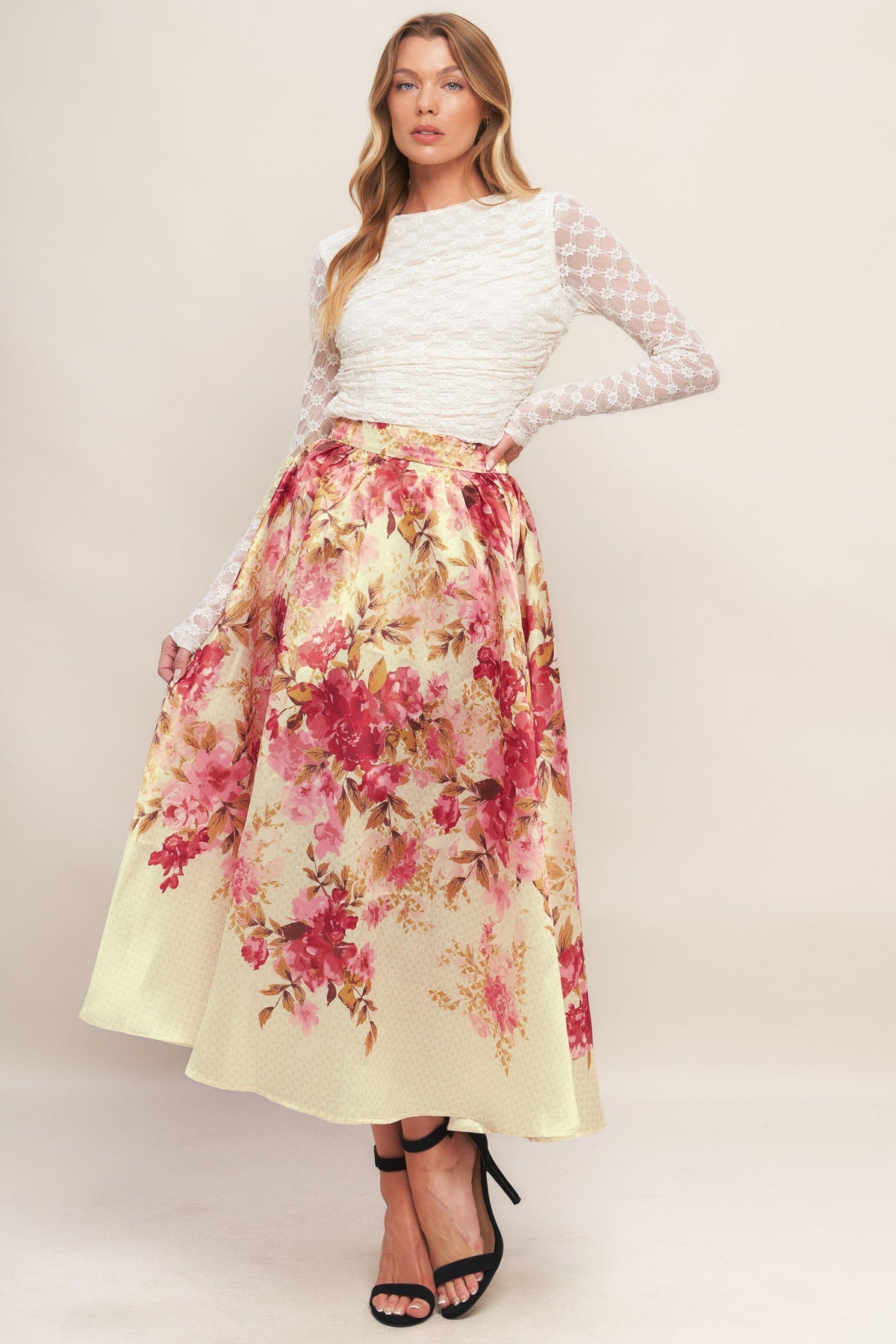 BLOSSOM DREAM BALLERINA WOVEN FULL MIDI SKIRT