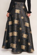 ORNAMENTAL NIGHTS WOVEN MAXI CIRCLE SKIRT