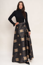 ORNAMENTAL NIGHTS WOVEN MAXI CIRCLE SKIRT