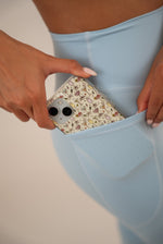 I Am Glowing Sky Blue Quick Dry Butter Legging