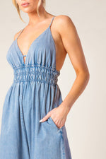 CAN'T CONVINCE ME ACID BLUE DENIM JUNPSUIT