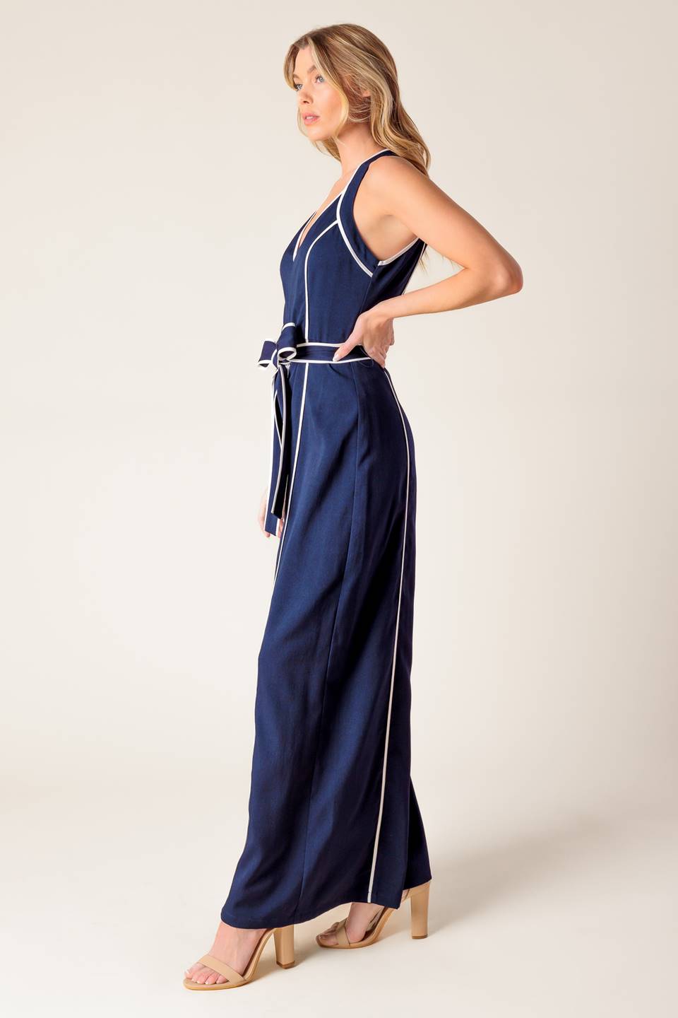 LAYTON NAVY WOVEN MAXI DRESS