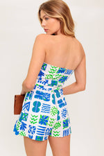 TELL ME WHITE BLUE WOVEN ROMPER