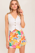 TIDAL TOUCH IVORY WOVEN SKORT