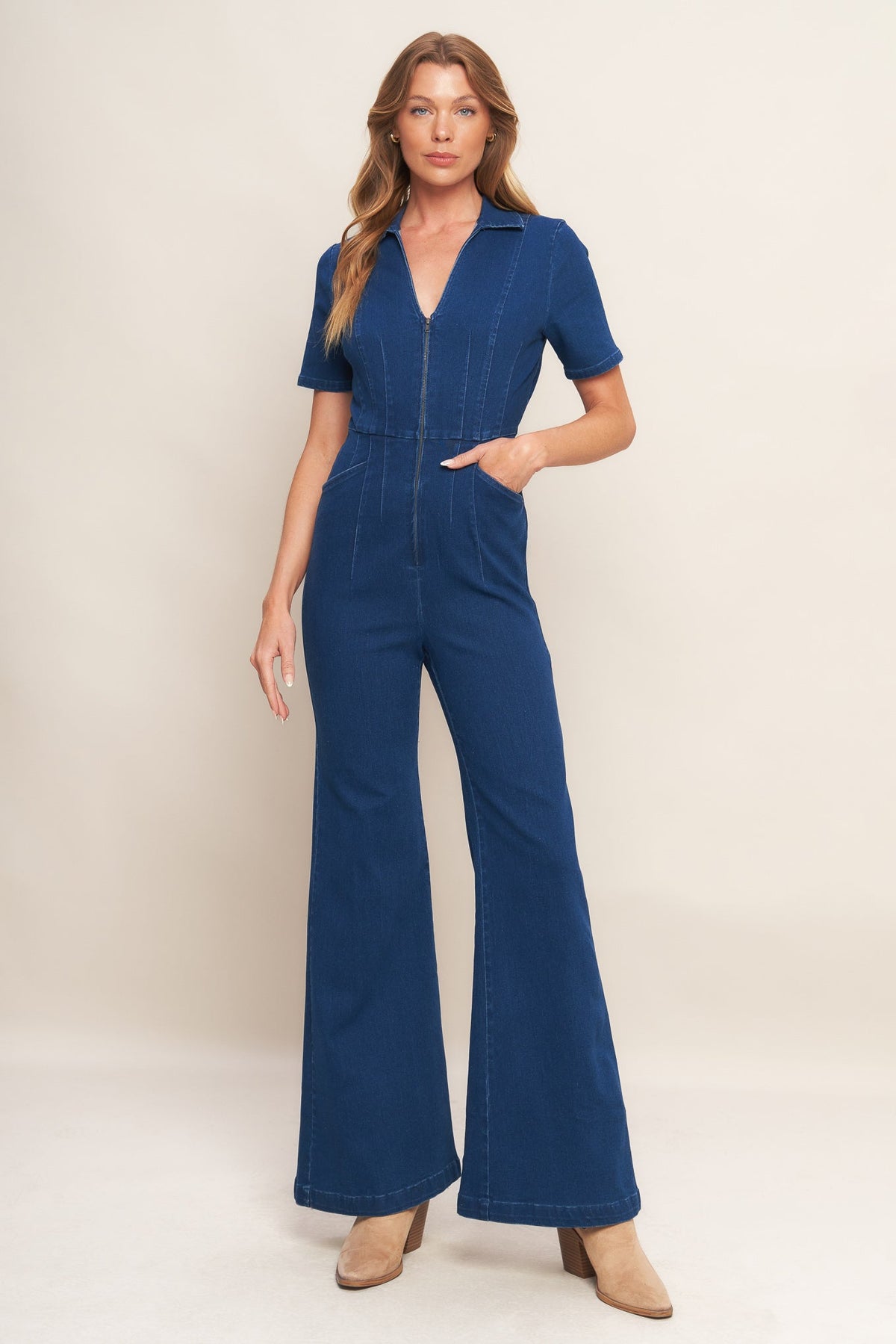 SHY GIRL MEDIUM INDIGO DENIM JUMPSUIT