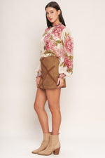 TERRA PATCH FAUX SUEDE SKORT
