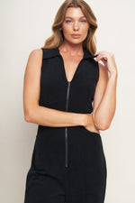 STREET ICON BLACK CORDUROY JUMPSUIT