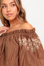 FULL SPEED AHEAD BROWN WOVEN TOP