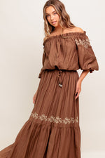 FULL SPEED AHEAD BROWN WOVEN TOP