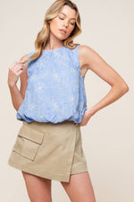 CHICEST STATE BLUE EMBROIDERED TOP