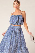 THE BEAUTY OF NOW WOVEN EYELET TOP AND SKIRT SET