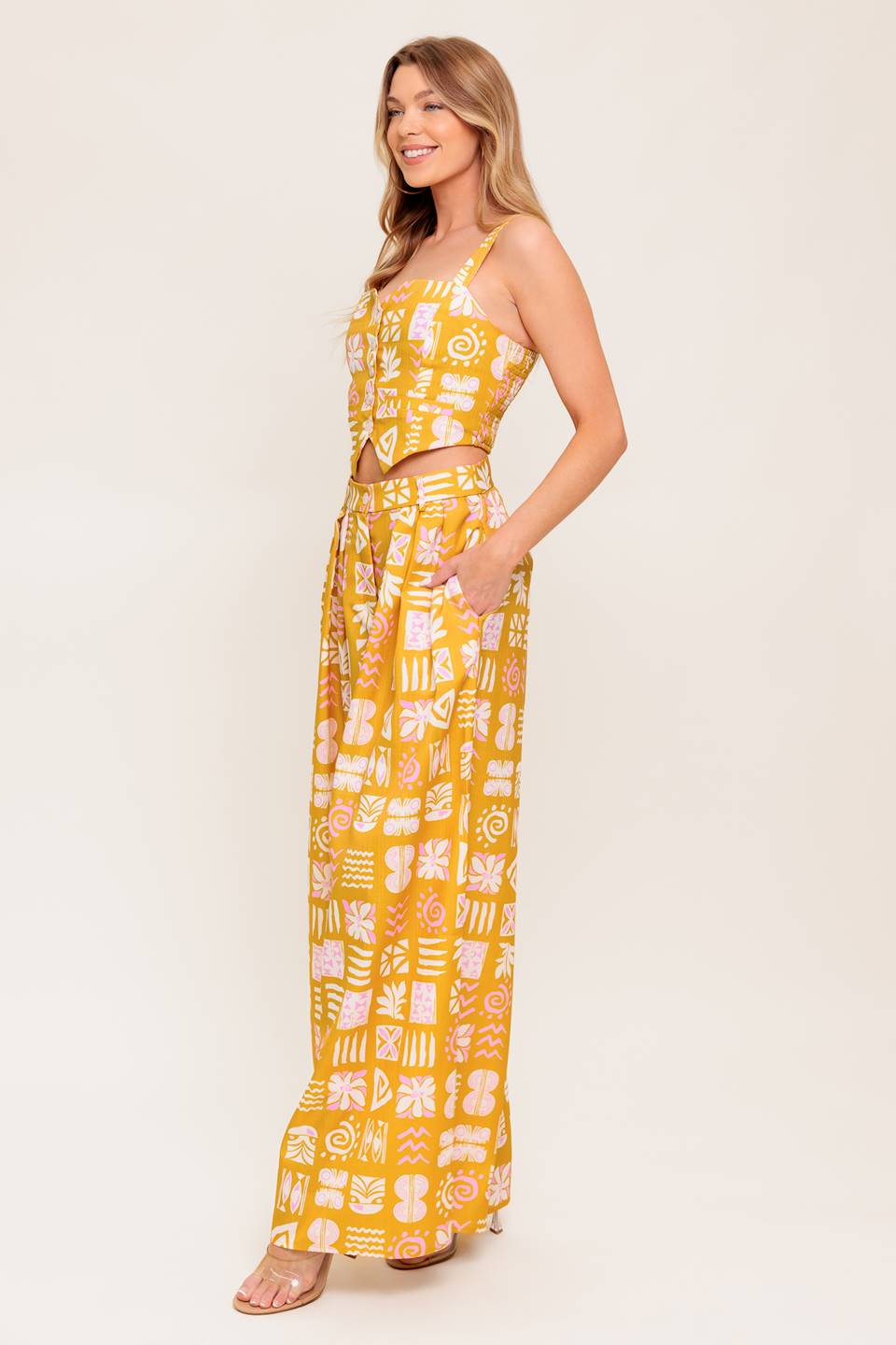 PRETTY MEADOW WOVEN TOP AND PANT SET