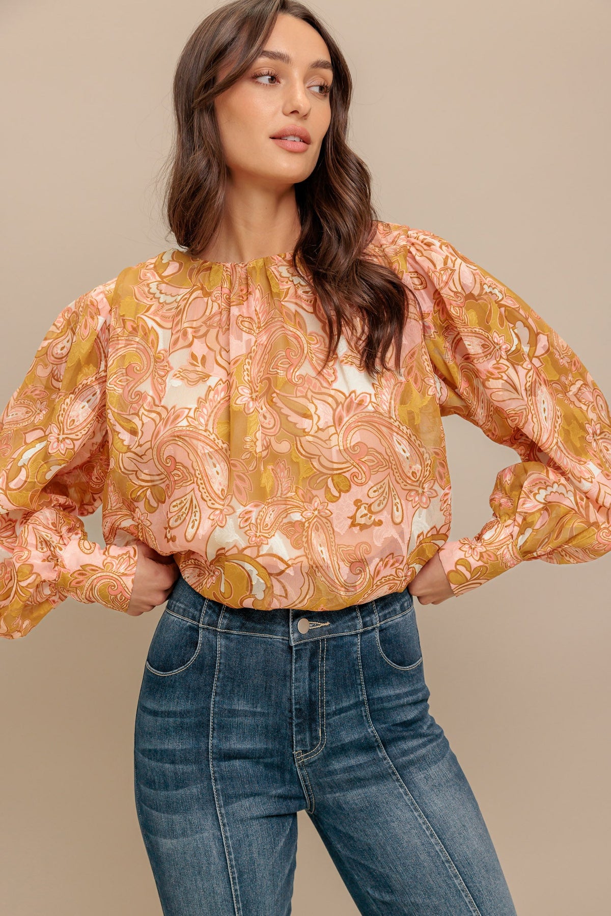 PAISLEY BREEZEWOVEN JACQUARD TOP