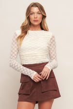 MODERN FUNCTION STRETCH KNIT LACE TOP