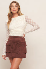 MODERN FUNCTION STRETCH KNIT LACE TOP