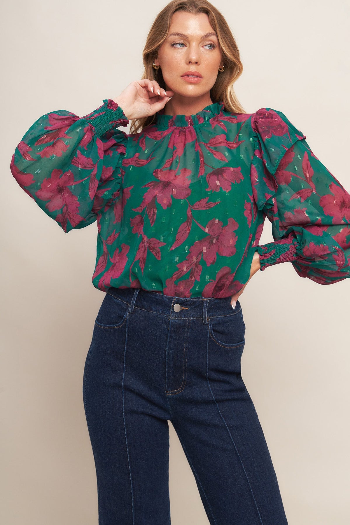 POETIC GARDEN WOVEN TOP