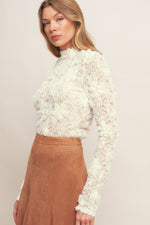 ROMANTIC SHEER FLORAL SWEATER TOP