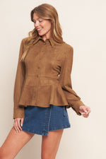 REFINED IMPRESSION FAUX SUEDE TOP