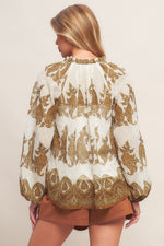 MOROCCAN SPICE IVORY WOVEN TOP