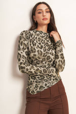 LUXE TRACE TAUPE BLACK WOVEN TOP