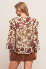WILD BOTANICA IVORY WOVEN TOP