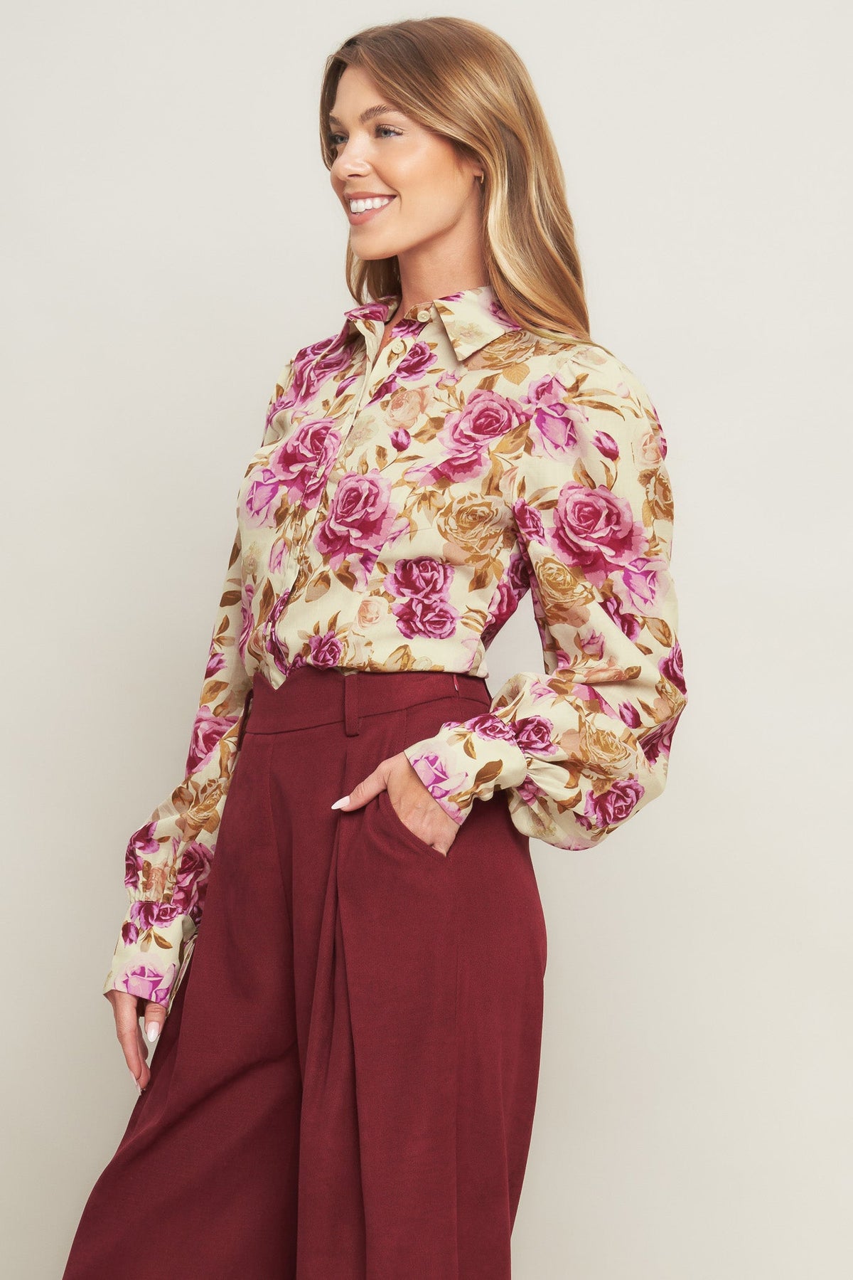 PARISIAN ROSE DREAM WOVEN TOP