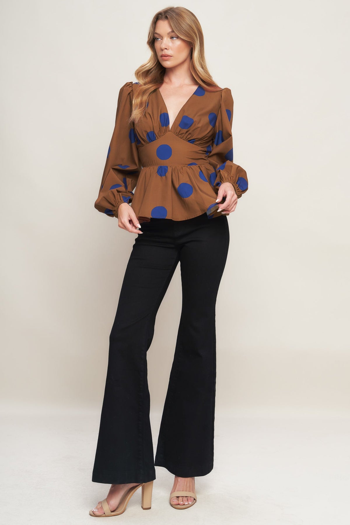 BLUE MOON DOTS WOVEN TOP