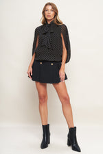 MIDNIGHT DOT CHIC WOVEN TOP