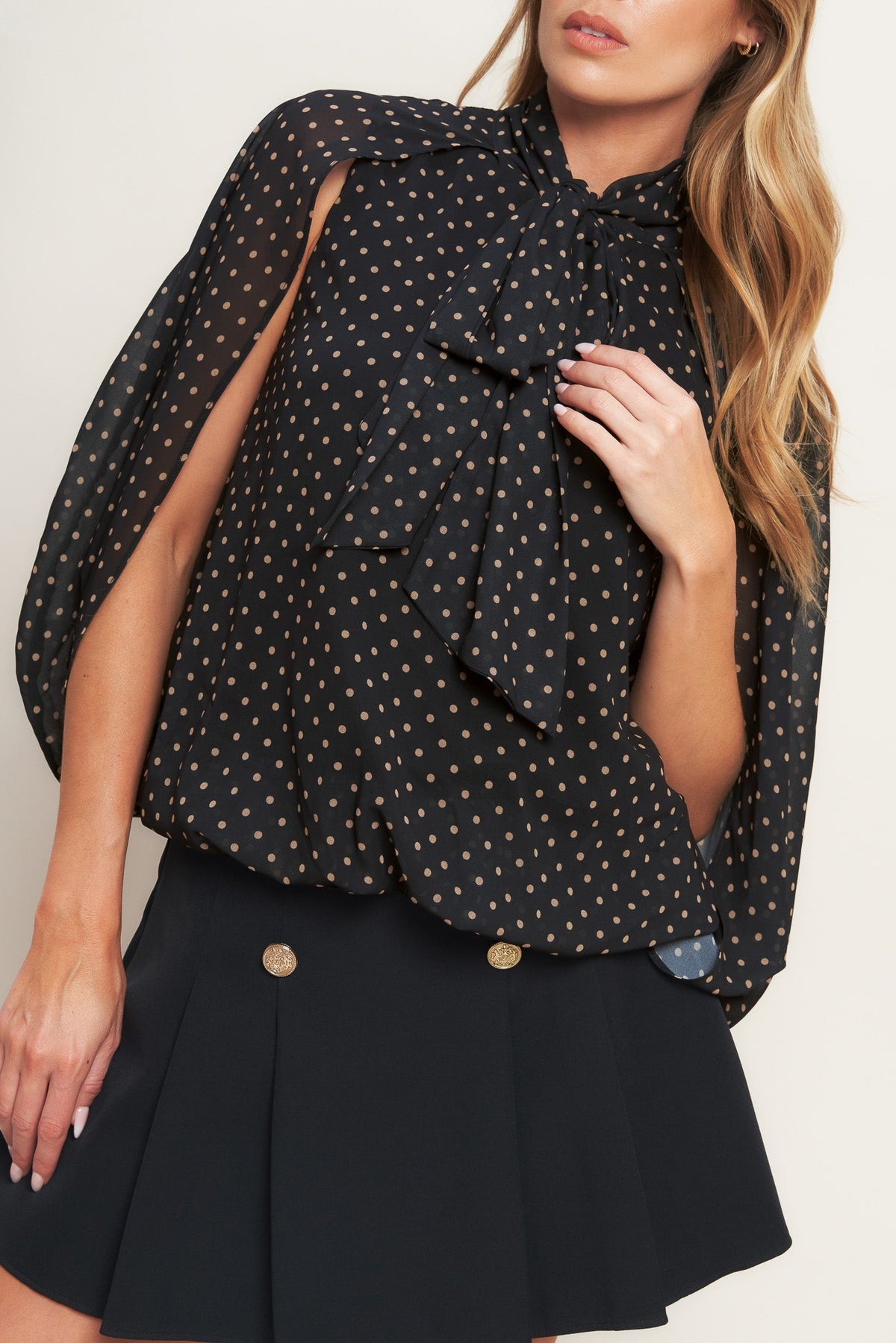 MIDNIGHT DOT CHIC WOVEN TOP