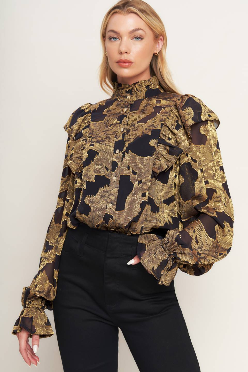 SHADOW GLINT WOVEN TOP