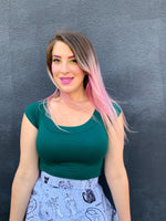 Retro Boat Neck Top in Hunter Green