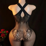 Adult Hollow Lingerie Set Women's Erotic Fishnet Bodystocking Crotchless Temptation Bodysuit Porn Breastless Hot Mesh Underwear