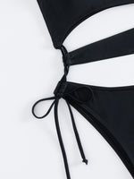 Sexy Hollow Out One Piece Swimsuit Women Black One Shoulder Drawstring Backless Monokini Summer Beach Bathing Suit Swimwear 2026