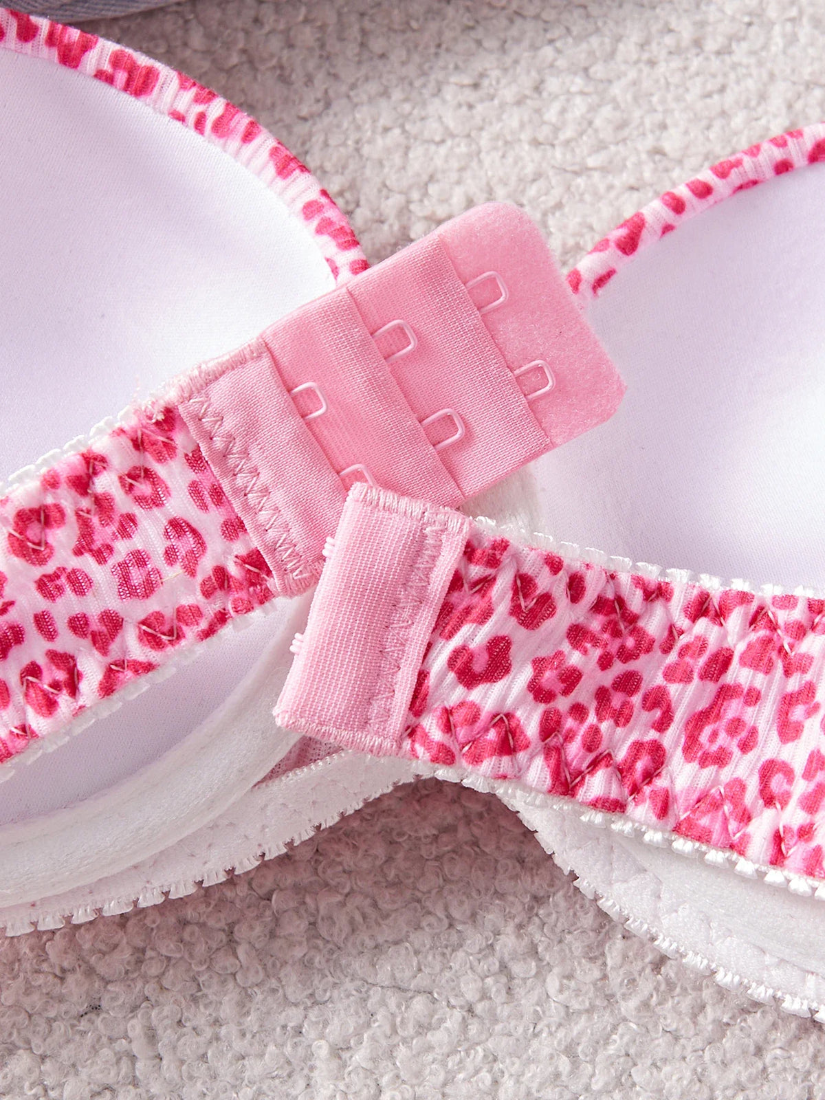 Single Piece Pink Leopard Print Bra Adorable Daily Wear Gathered Effect Feminine Underwear Comfortable Bra for Women