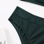 2023 New Sexy V-Neck Ribbed Bikini High Waist Swimsuit Women Solid Push Up Swimwear Female Bathing Suit Bikini Set Beachwear