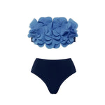 2Pcs Laser Flower Swimsuit Sexy Women Bikini Bandeau Biquini Female Push Up Swimwear Ptachwork Bathing Suits Bodysuit Beachwear