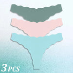 3PCS Women Seamless Panties Wavy Design Ultra-thin Panties Women Ice Silk Underwear Sexy Panty Low Waist G-string Female Solid