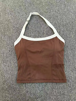 Hanging Neck Top Women Sports Bra Push Up Fitness Yoga Bra Color Blocked Underwear Gym Sport Tops Women Running Vest Bralette